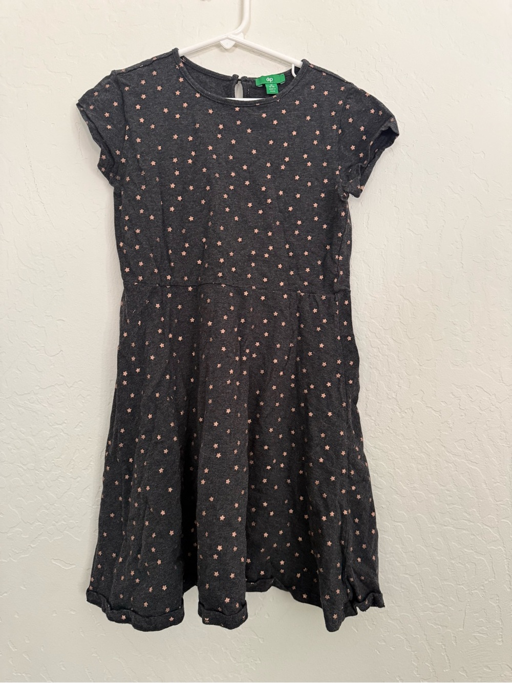 dip Charcoal Dress with Pink Star Print